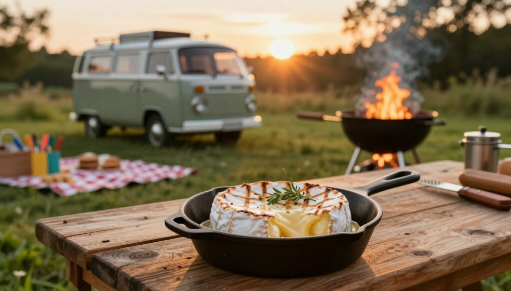 A-cozy-camping-scene-featuring-a-deliciously-grilled-Camembert-cheese-on-a-rustic-wooden-table-1024x585 Camembert barbecue camping car : Notre test et verdict 2026