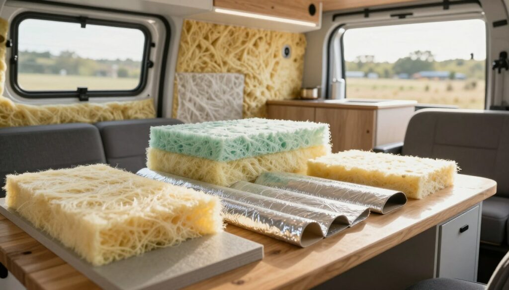 A-cozy-van-interior-showcasing-various-insulating-materials-for-thermal-isolation.-In-the-1024x585 Isolation fourgon condensation : notre guide étape par étape