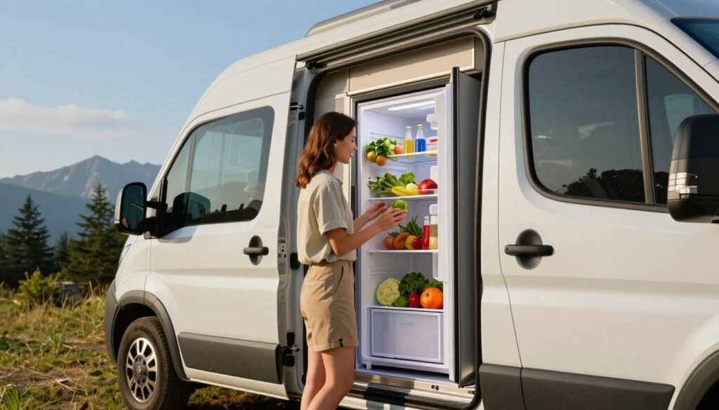 A-high-performance-camping-car-fitted-with-a-modern-compression-refrigerator-set-against-a-1024x585 Glacières à compression pour camping-car : comparatif et avis