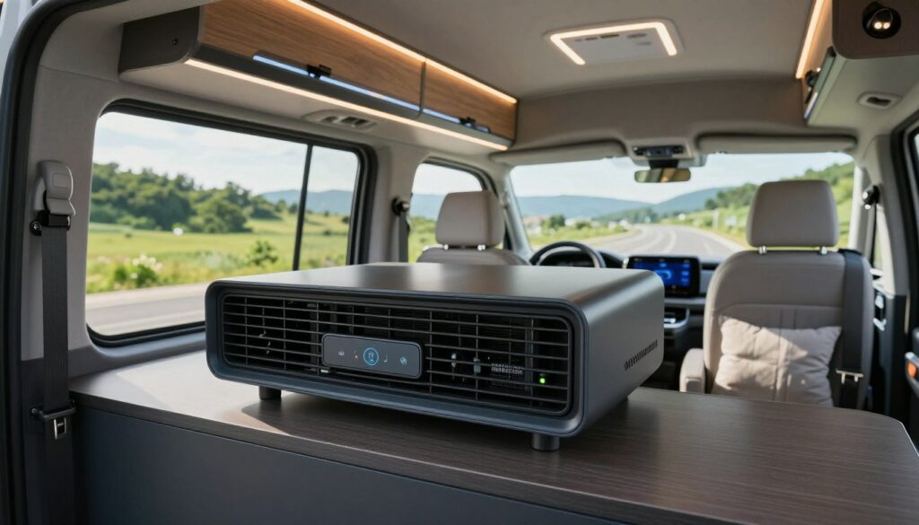 A-modern-12V-air-conditioning-unit-installed-in-a-stylish-van-interior-showcasing-sleek-and-1024x585 Climatisation 12V pour van et fourgon : Gadget ou vraie révolution ?