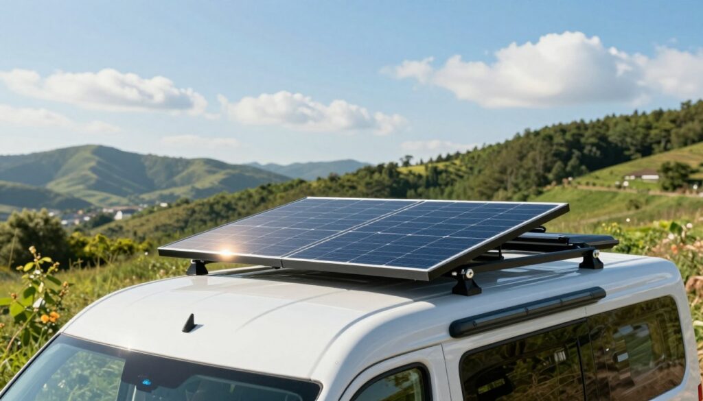 A-modern-camping-car-parked-in-a-serene-natural-setting-showcasing-a-Victron-Energy-BlueSolar--1024x585 Kit solaire camping-car : Faut-il passer aux panneaux monocristallins TOPCon ?