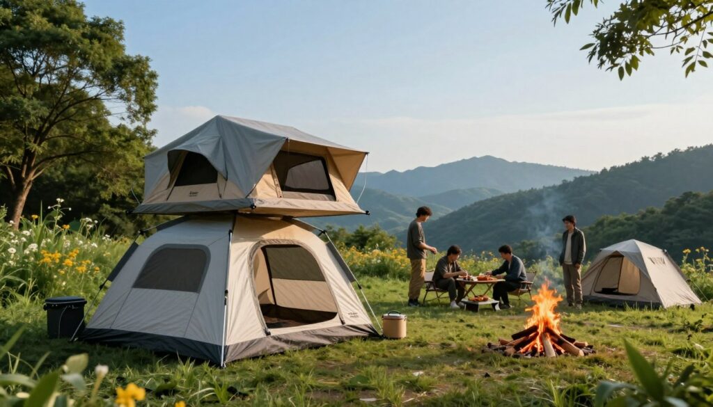 A-scenic-outdoor-adventure-featuring-a-spacious-four-person-rooftop-tent-set-up-in-a-1024x585 Tente de toit 4 places : Notre avis complet et détaillé