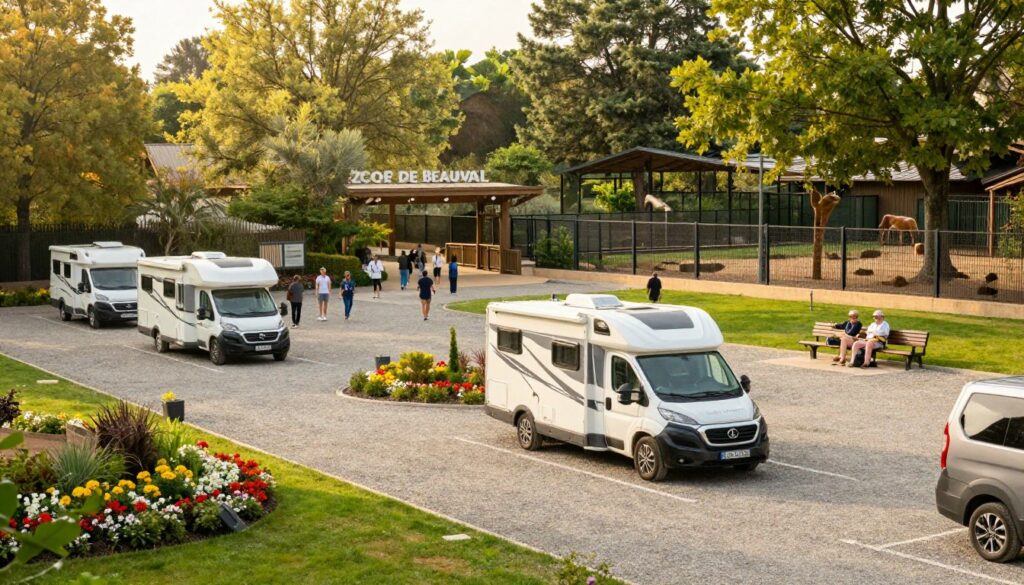 A-serene-camping-area-at-the-Zoo-de-Beauval-showcasing-a-well-organized-RV-parking-lot.-In-the-1024x585 Parking camping car zoo de Beauval : guide complet pour nous